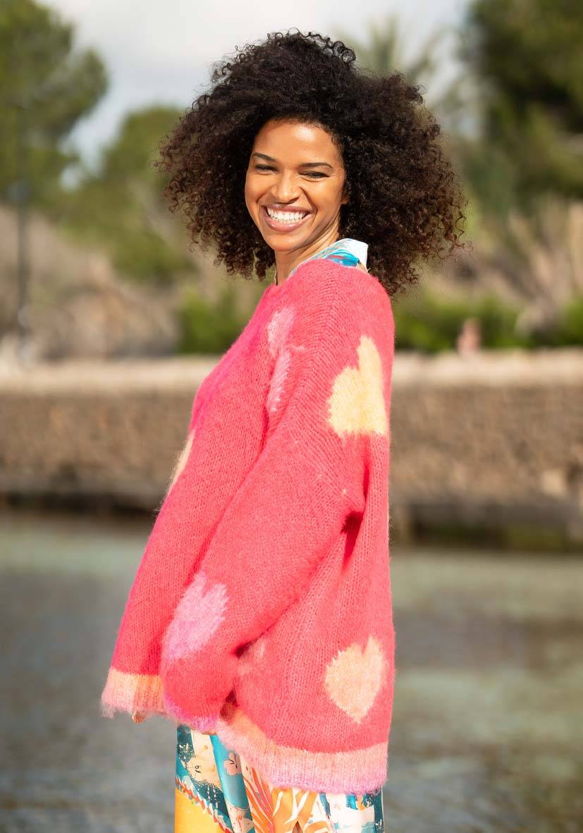 Miss Goodlife Pullover Hearts allover – pink Valentinstagsangebot