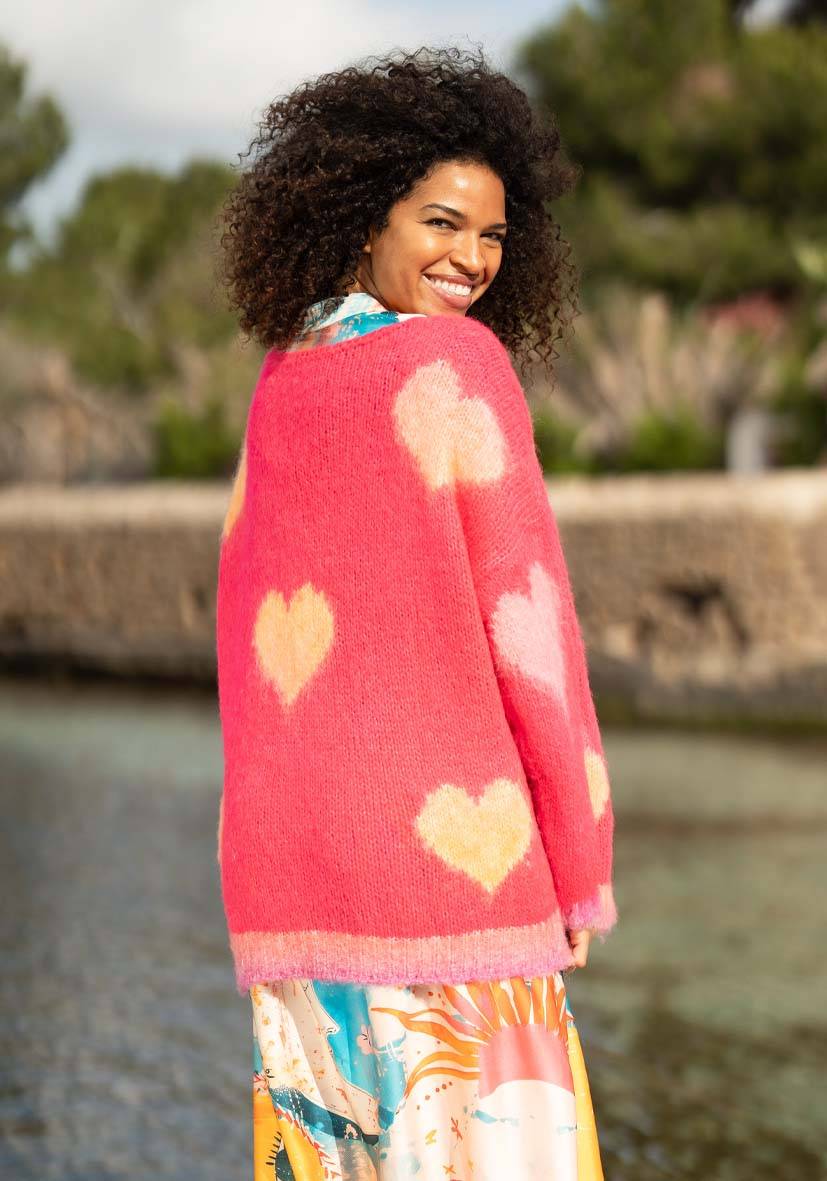 Miss Goodlife Pullover Hearts allover – pink Valentinstagsangebot