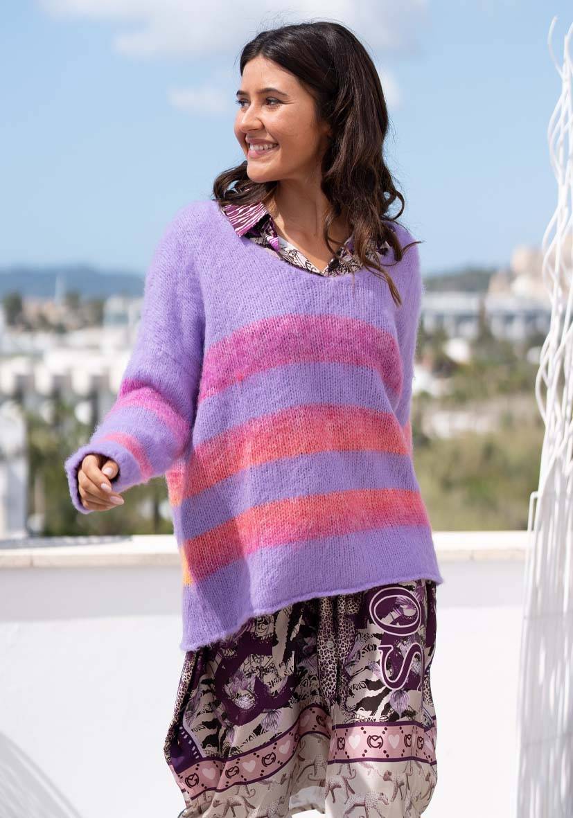 Miss Goodlife Pullover mit multicolor Stripes – velvet Exklusive Angebote