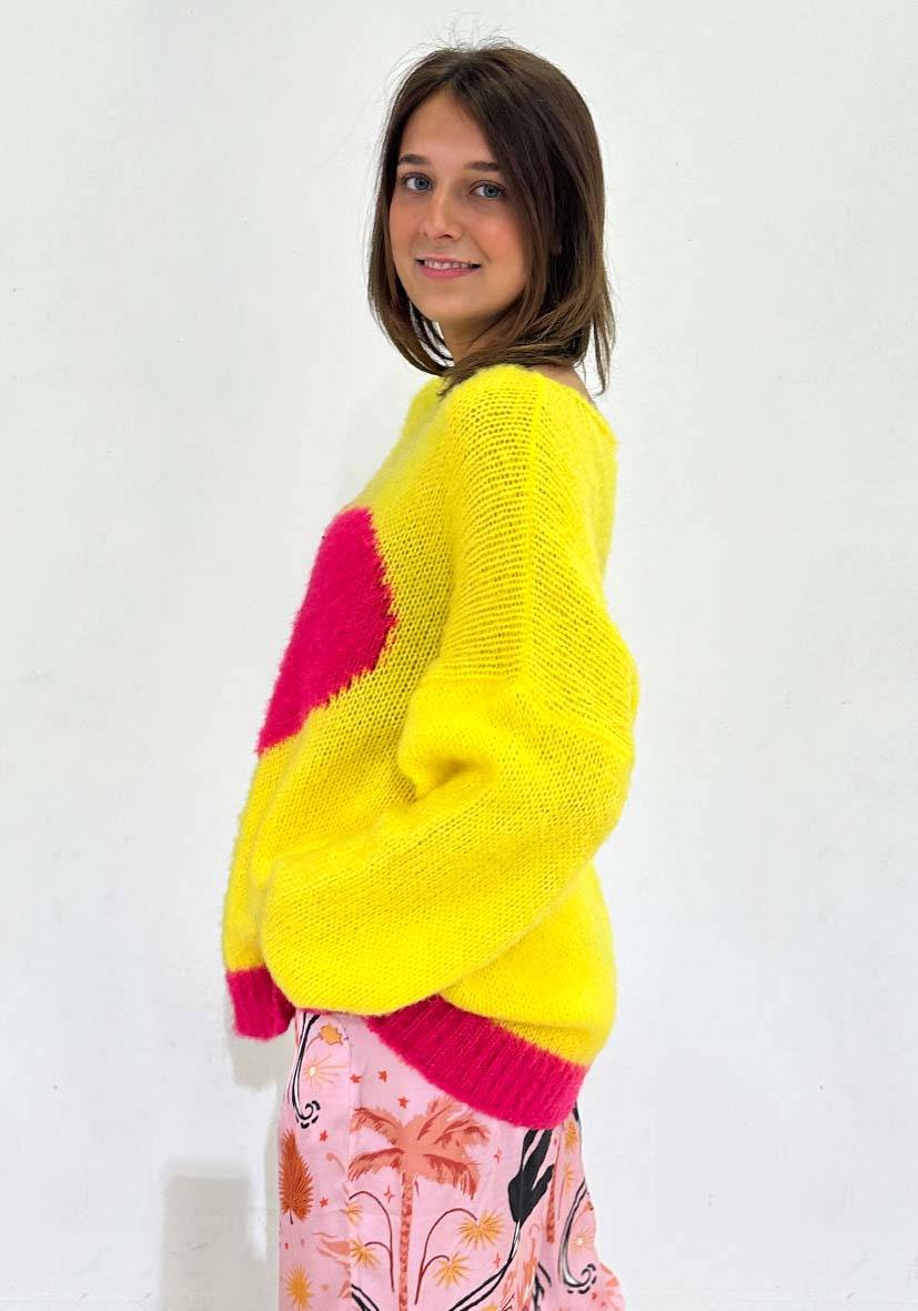 Miss Goodlife Pullover Heart – yellow Große Rabatte