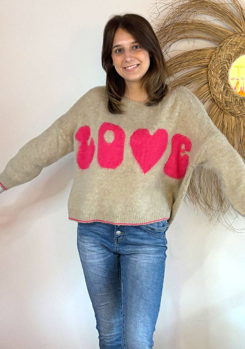 Miss Goodlife Pullover Love – sand Neuheiten