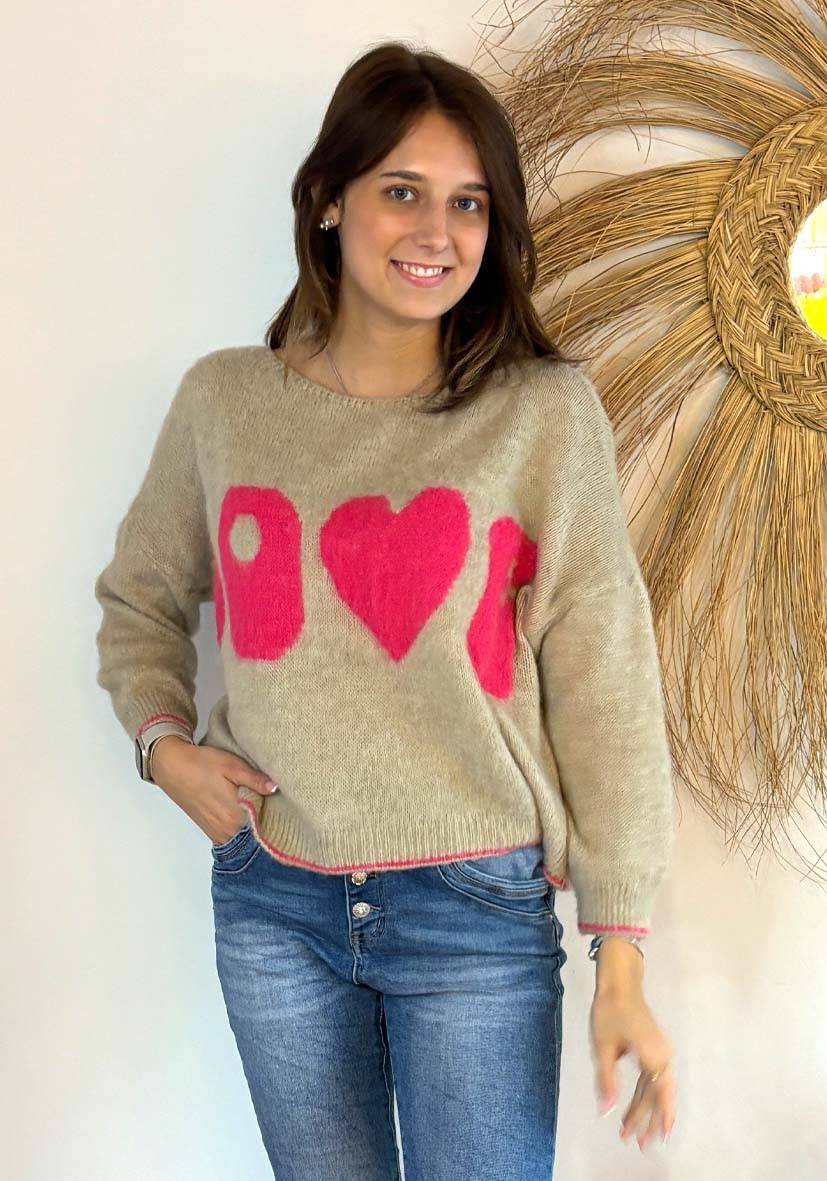 Miss Goodlife Pullover Love – sand Neuheiten