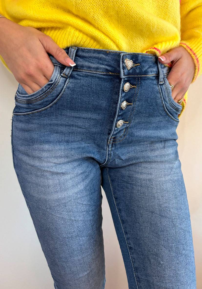 Miss Goodlife Star Jeans Heart Button – blue Bis zu 65% Rabatt