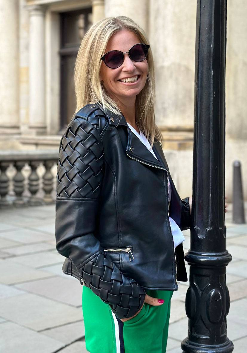 Miss Goodlife Vegane Lederjacke mit Flechtmuster – black Hotsell