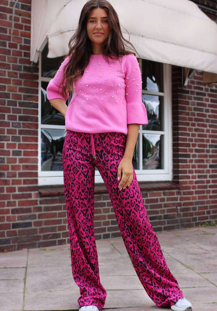 Miss Goodlife Wide Leg Pants Leo – pink Heißer Verkauf