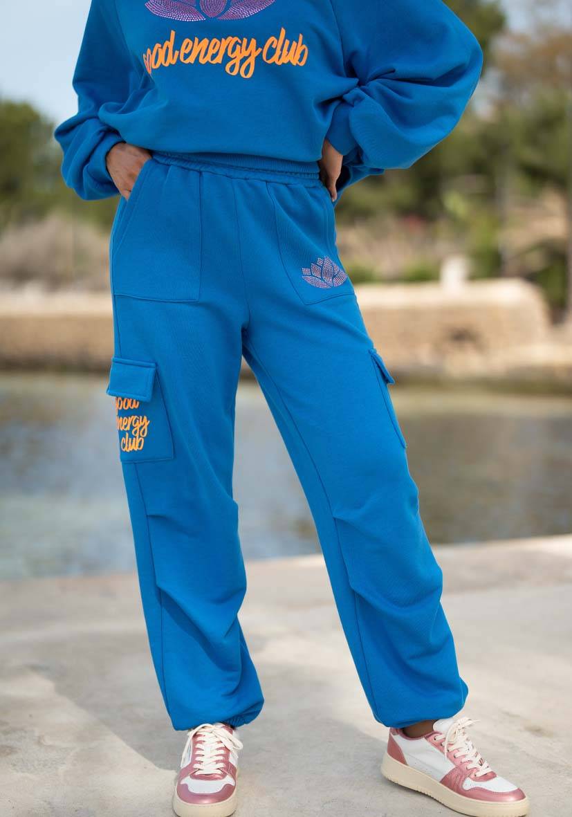 Miss Goodlife Pants Good Energy Namasté Strass – blue Große Rabatte