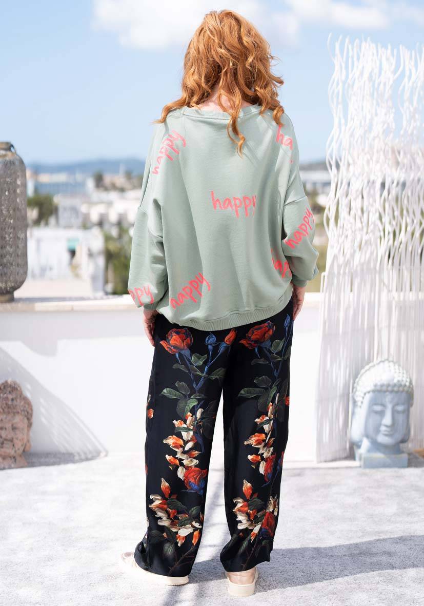 Miss Goodlife Pants Roses – black Kauf eins, bekomm eins gratis