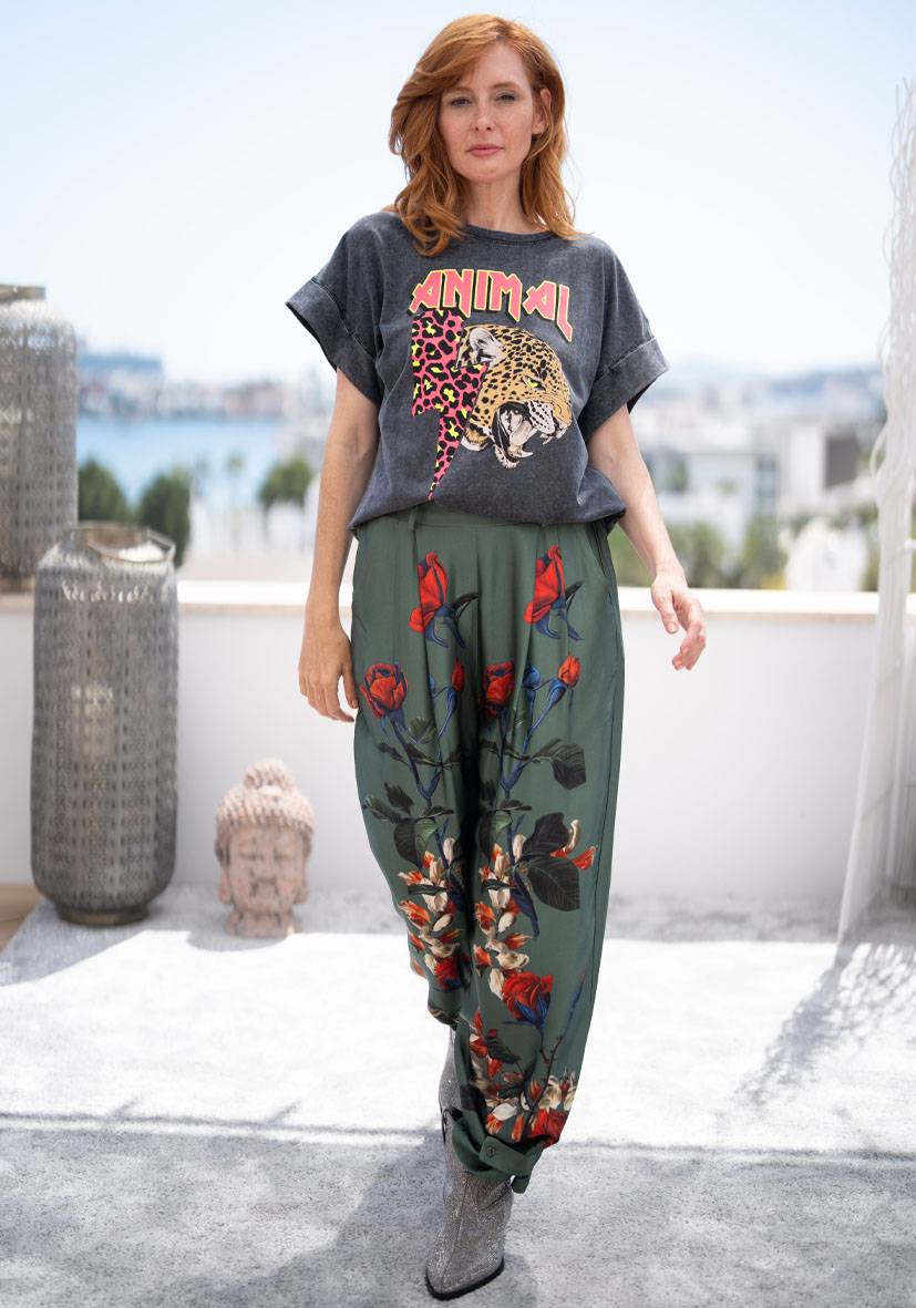 Miss Goodlife Pants Roses – green