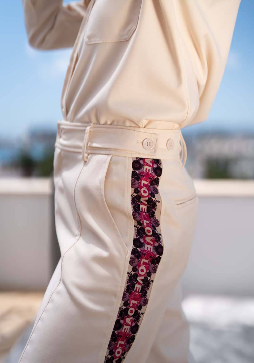 Miss Goodlife Pants Border Love – white Sonderangebote