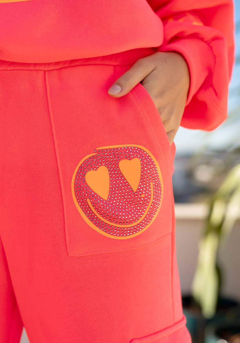 Miss Goodlife Pants Goodlife Heartface – neonpink/neonorange Nur noch ein Tag übrig