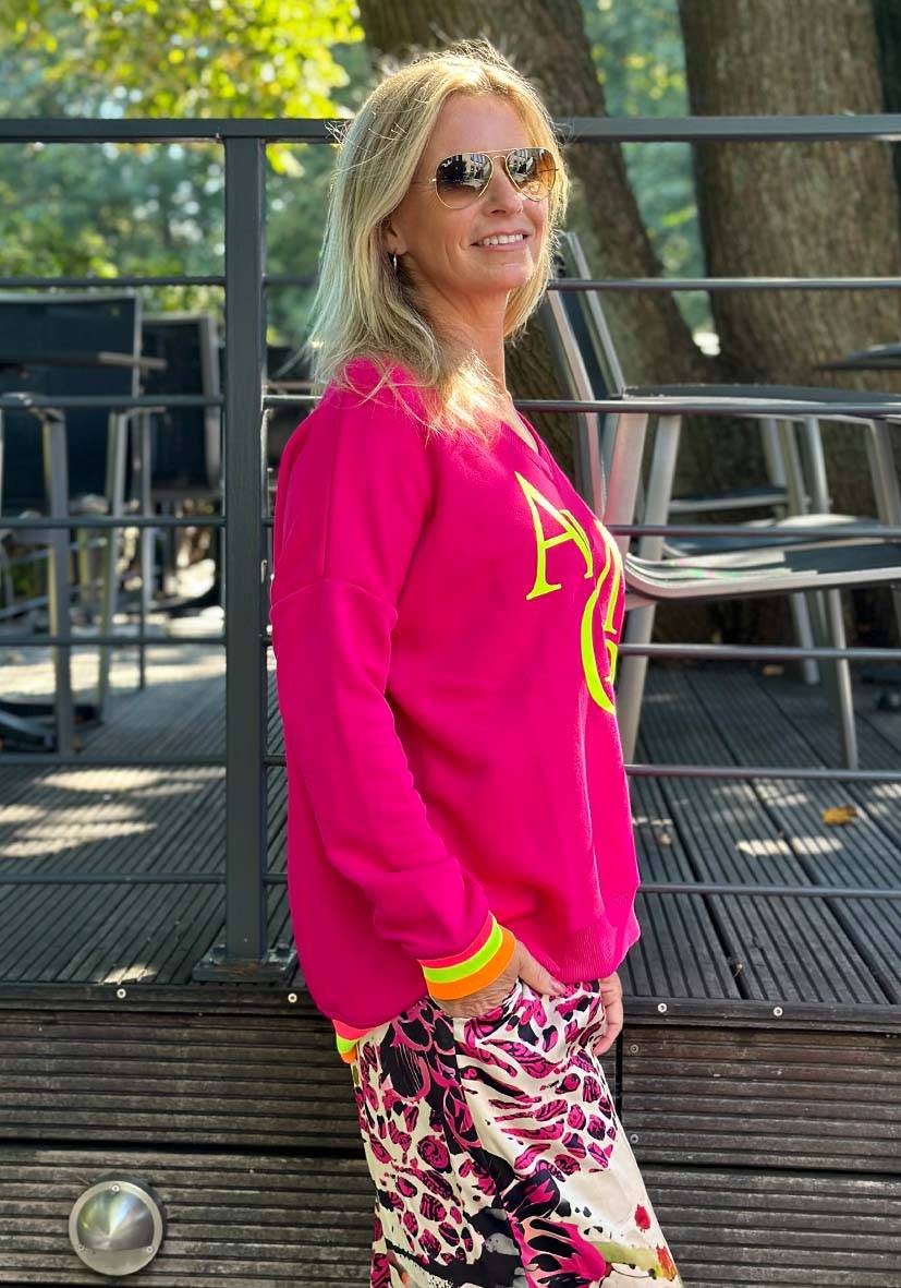 Miss Goodlife V-Neck Amour – magenta/neonyellow Clearance-Verkauf
