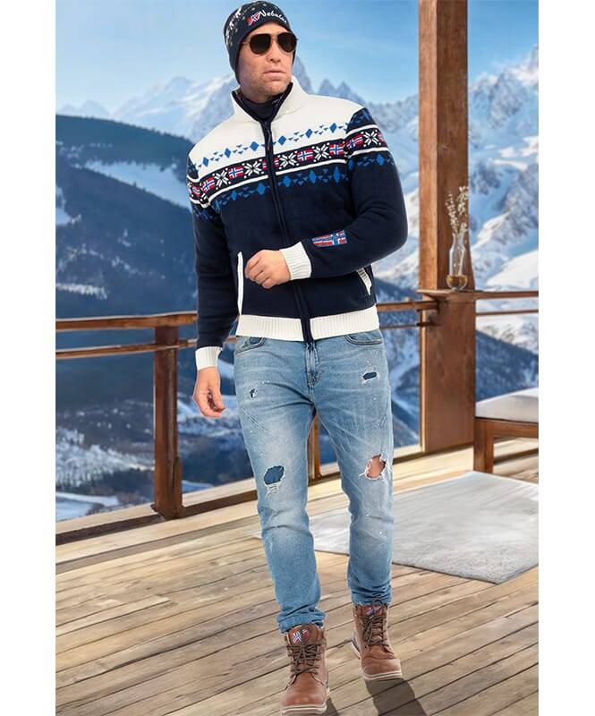 Nebulus Norweger Strickjacke mit Teddyfell CANADIAN Herren Große Rabatte