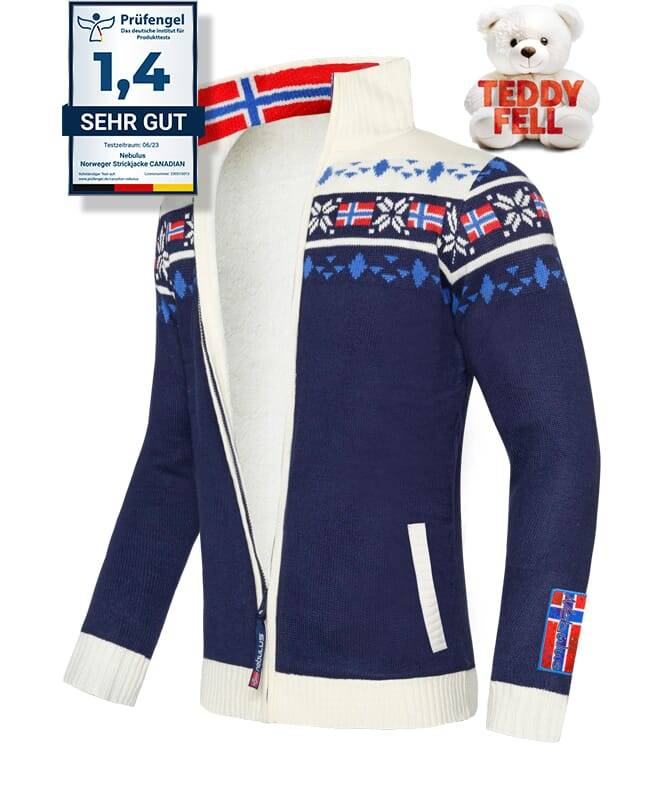 Nebulus Norweger Strickjacke mit Teddyfell CANADIAN Herren Große Rabatte