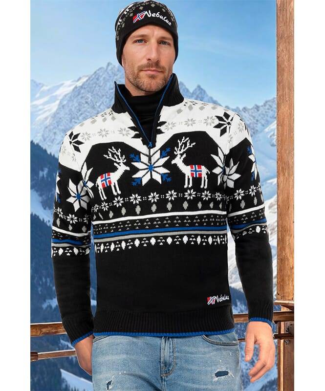 Nebulus Norweger Strickpulli mit Teddyfell FRIA Herren Black Friday Preise