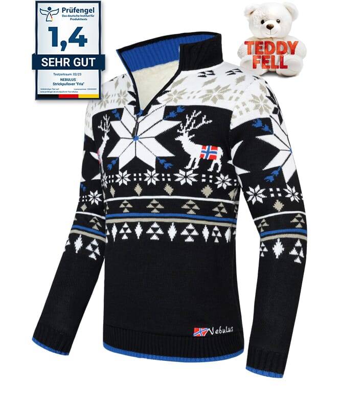 Nebulus Norweger Strickpulli mit Teddyfell FRIA Herren Black Friday Preise