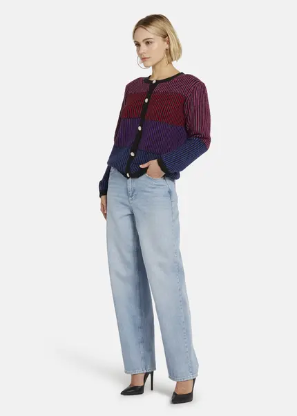 Nicowa Striped Cardigan SINOWA in BLACK MULTICOLORarticle number NC8A22101019E-002 Heißer Verkauf