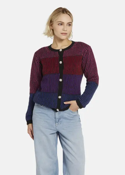 Nicowa Striped Cardigan SINOWA in BLACK MULTICOLORarticle number NC8A22101019E-002 Heißer Verkauf