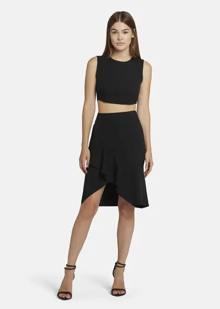 Nicowa Twill Ruffle Skirt - LOWIANA in BLACKarticle number NC9A24004019E-002 Online Outlet