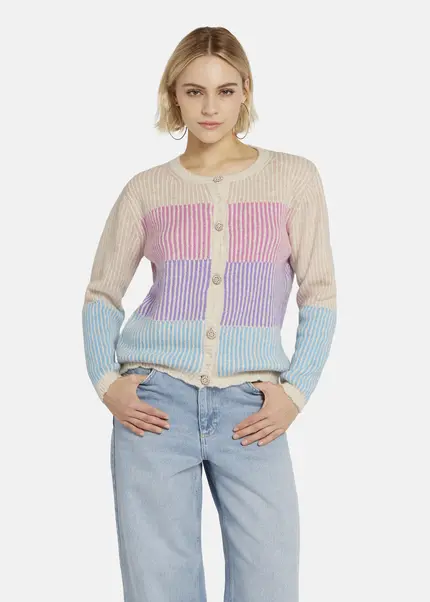 Nicowa Striped Cardigan SINOWA in CREAM MULTICOLORarticle number NC8A22101012E-072 Blitzangebot