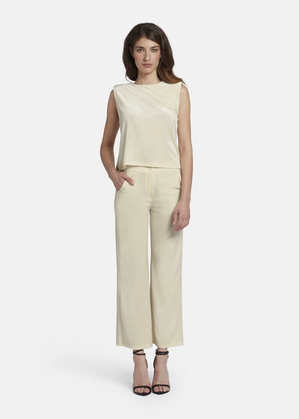 Nicowa Loose trousers made of lamé velvet RIMBIO in OFFWHITE LAMÉarticle number NC8A22508021E-072 Tiefpreis