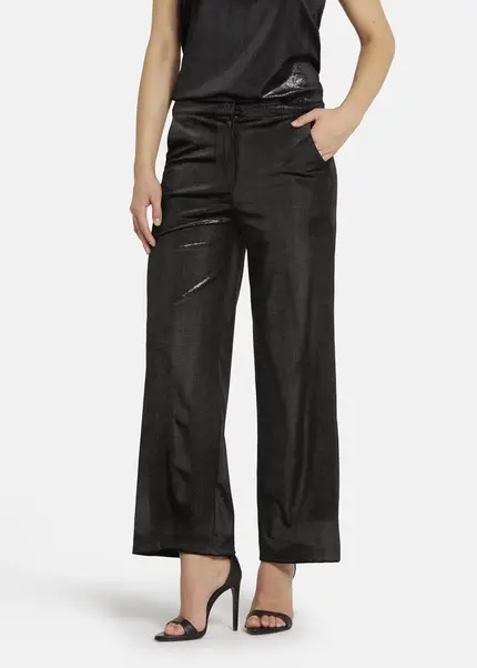 Nicowa Loose trousers made of lamé velvet RIMBIO in BLACK LAMÉarticle number NC8A22508019E-002 Super Sparpreis