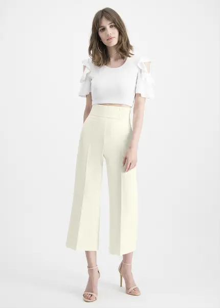 Nicowa Twill culottes with creases – CORADUE in WHITEarticle number NC7A12018011E-004 Wochenangebot