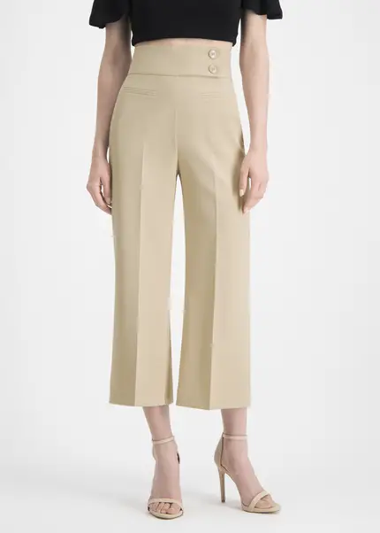 Nicowa Twill culottes with creases – CORADUE in BEIGEarticle number NC7A12016011E-138 Kostenlose Rückgabe