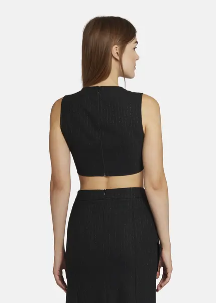 Nicowa Cropped Pinstripe Twill Top - LOWICA in BLACK PINSTRIPEarticle number NC9A24007019E-002 Zeitbegrenzte Promotion