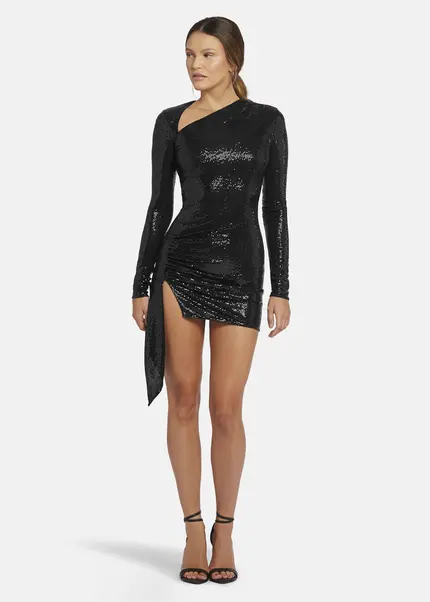 Nicowa Draped Sequin Mini Dress - ANILOWA in BLACKarticle number NC9A22909019E-002 Kostenloser Versand international