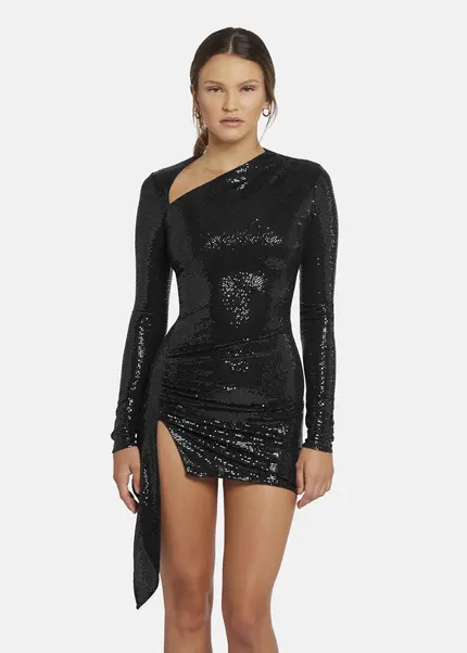 Nicowa Draped Sequin Mini Dress - ANILOWA in BLACKarticle number NC9A22909019E-002 Kostenloser Versand international
