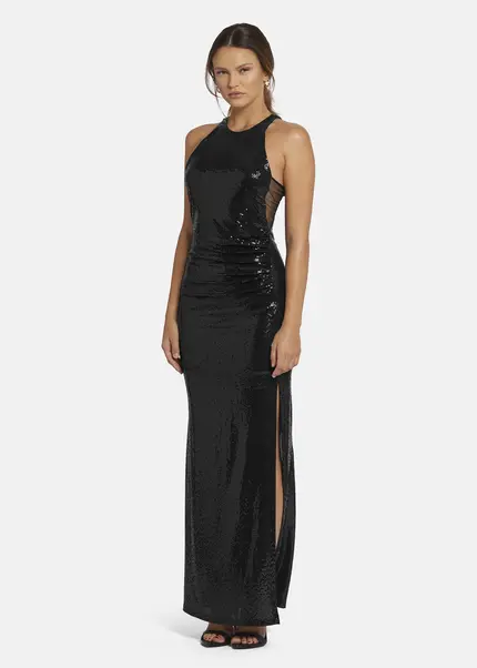 Nicowa Draped Sequin Evening Dress - LUCAWIA in BLACKarticle number NC9A22911019E-002 Fabrikladen