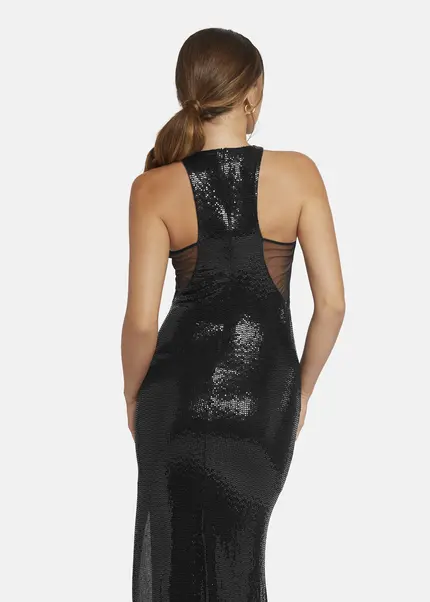 Nicowa Draped Sequin Evening Dress - LUCAWIA in BLACKarticle number NC9A22911019E-002 Fabrikladen