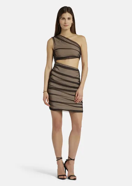 Nicowa Asymmetrical mini dress in mesh - AWITO in Blackarticle number NC9A1401319E-002 Schlussverkauf