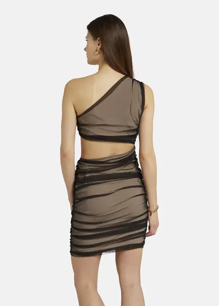 Nicowa Asymmetrical mini dress in mesh - AWITO in Blackarticle number NC9A1401319E-002 Schlussverkauf
