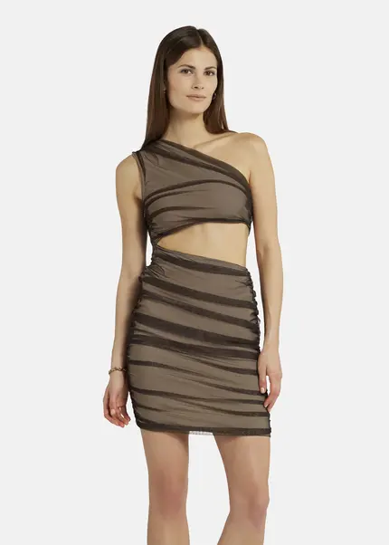 Nicowa Asymmetrical mini dress in mesh - AWITO in Blackarticle number NC9A1401319E-002 Schlussverkauf