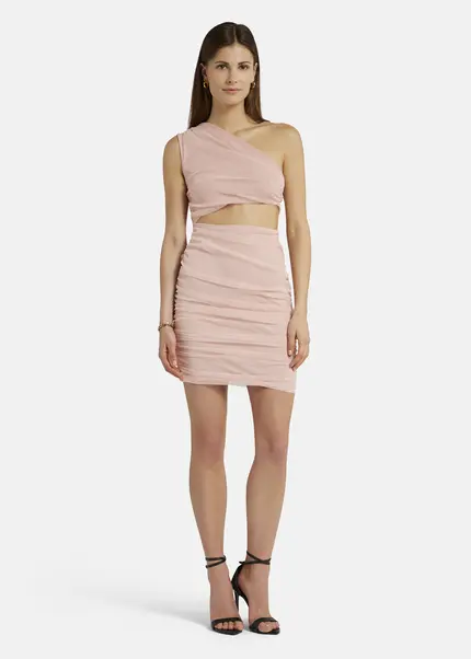 Nicowa Asymmetrical mini dress in mesh - AWITO in Rosaarticle number NC9A1401424E-137 Günstiger Verkauf