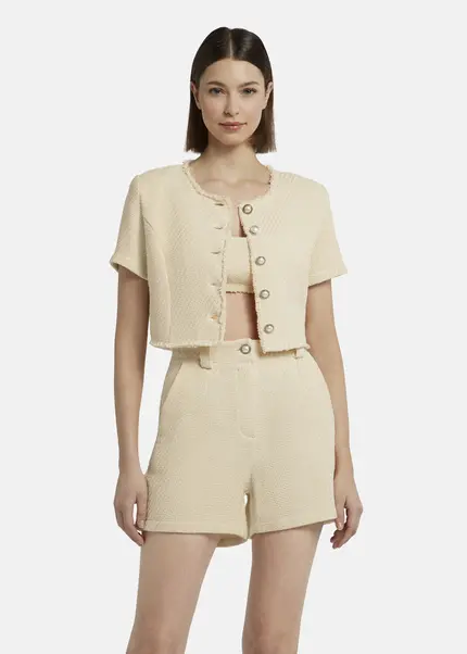 Nicowa Cropped Bouclé blazer - BIANCIWO in CREAMarticle number NC9A12605011E-072 Flash Sale