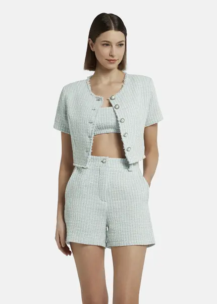 Nicowa Cropped Bouclé blazer - BIANCIWO in LIGHT BLUEarticle number NC9A12605025E-025 Begrenztes Angebot