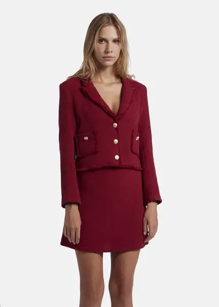 Nicowa Cropped blazer made of bouclé BAGIWO in dark berryarticle number NC8A22505034E-011 Weihnachtsangebot
