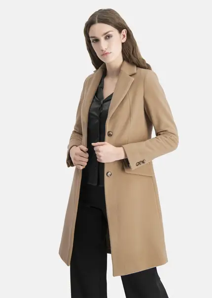 Nicowa Wool coat with faux flap pockets – KAMOWA in CAMELarticle number NC5A52004022E-101 Heißer Verkauf