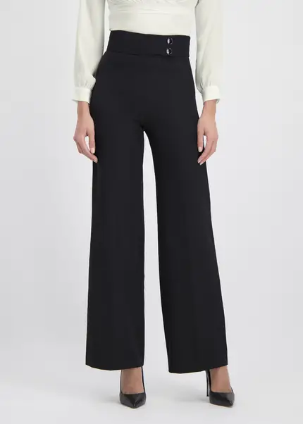 Nicowa Elegant COREANA high-waisted trousers with wide leg in BLACKarticle number NC3A02016029E-002 Neueste Mode