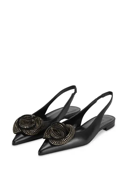 Nicowa Flower-adorned slingback ballerinas FLORWIA in BLACKarticle number NC9A12703019E-002 Online Outlet