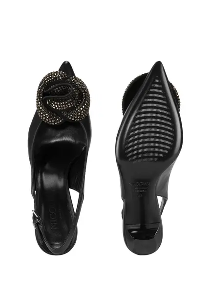 Nicowa Flower-adorned slingback pumps FLONAWIA in BLACKarticle number NC9A12702019E-002 Exklusive Angebote