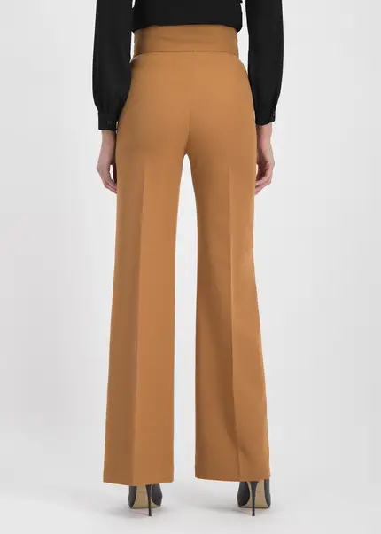Nicowa Elegant COREANA high-waisted trousers with wide leg in CARAMELarticle number NC3A02016037E-135 Auslauf