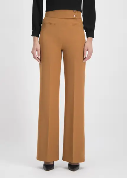 Nicowa Elegant COREANA high-waisted trousers with wide leg in CARAMELarticle number NC3A02016037E-135 Auslauf
