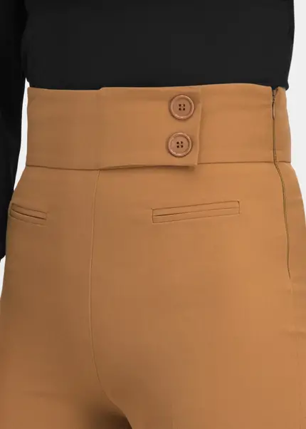 Nicowa Elegant COREANA high-waisted trousers with wide leg in CARAMELarticle number NC3A02016037E-135 Auslauf