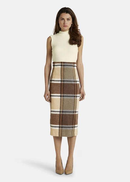 Nicowa Checked midi skirt LANOWA with wool in BROWNarticle number NC7A24004017E-151 Günstiger Verkauf