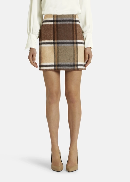 Nicowa Checked mini skirt LANINO with wool in BROWNarticle number NC7A24005017E-151 Kostenloser Versand
