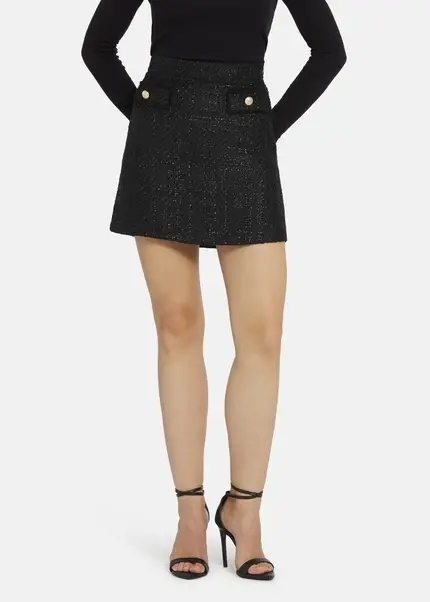 Nicowa Bouclé skirt with lamé effect BRUNAWI in BLACK LAMÉarticle number NC8A22506019E-002 Rabatt