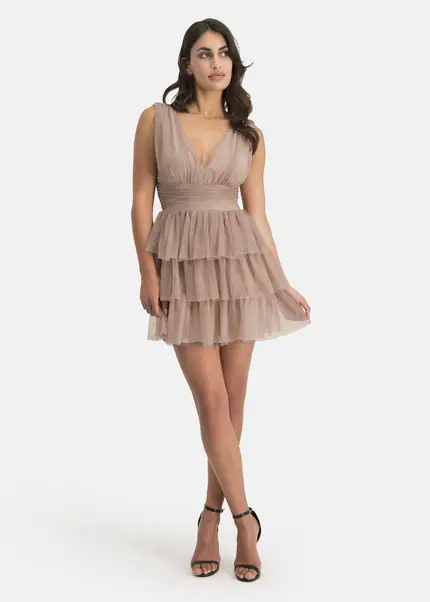Nicowa Tulle mini dress - STELLOWA in BEIGEarticle number NC7A12029032E-138 Weihnachtsangebot